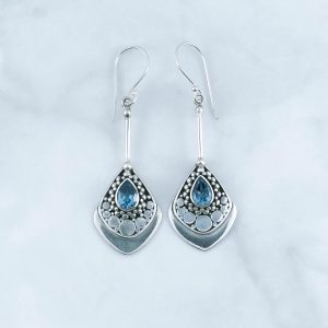 Blue Topaz Earrings -EBA0069BT/N235