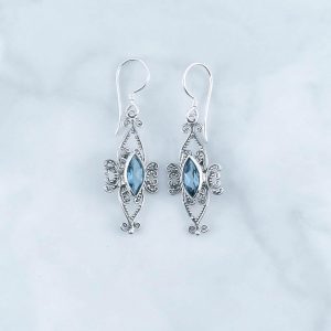 Blue Topaz Earrings -EBA0079BT/N253