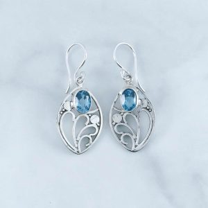 Blue Topaz Earrings -EBA0128BT/N203